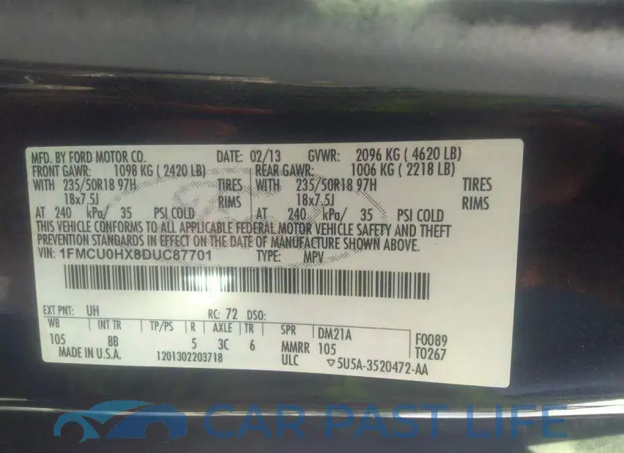 1FMCU0HX8DUC87701# 9