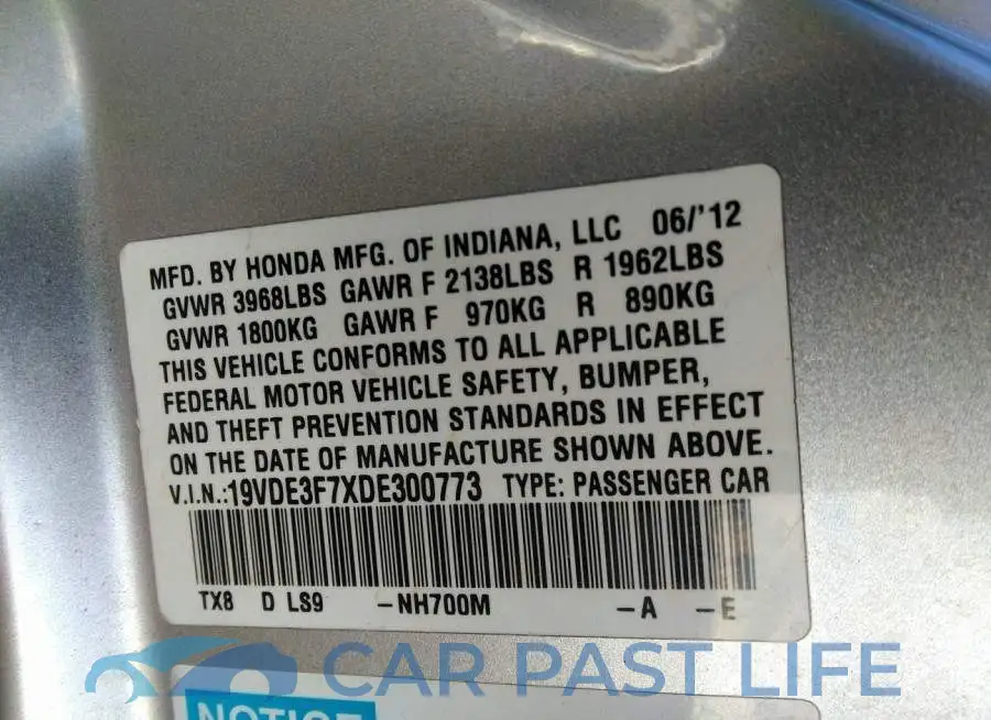 19VDE3F7XDE300773# 9