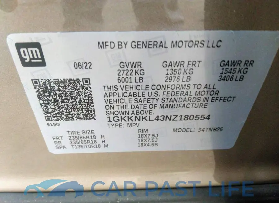 1GKKNKL43NZ180554# 9