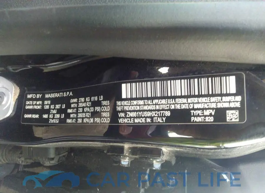 ZN661YUS9HX217789# 9