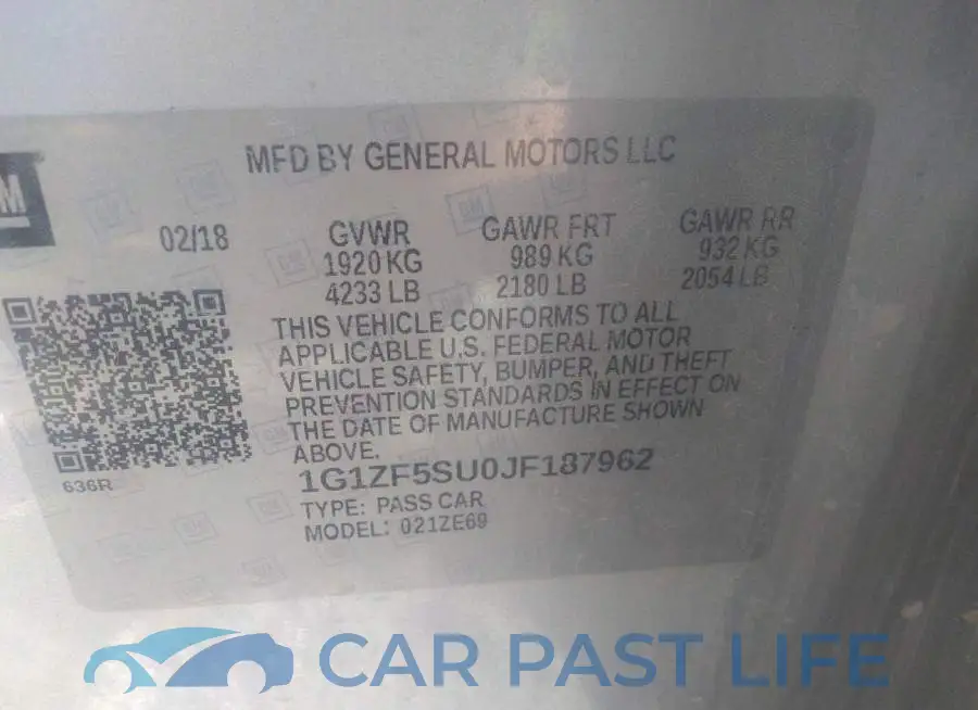1G1ZF5SU0JF187962# 9