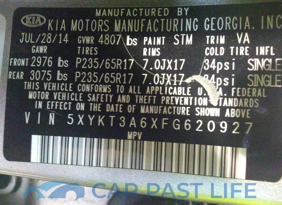 5XYKT3A6XFG620927# 9