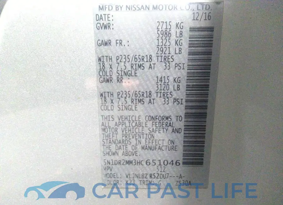 5N1DR2MM3HC651046# 9