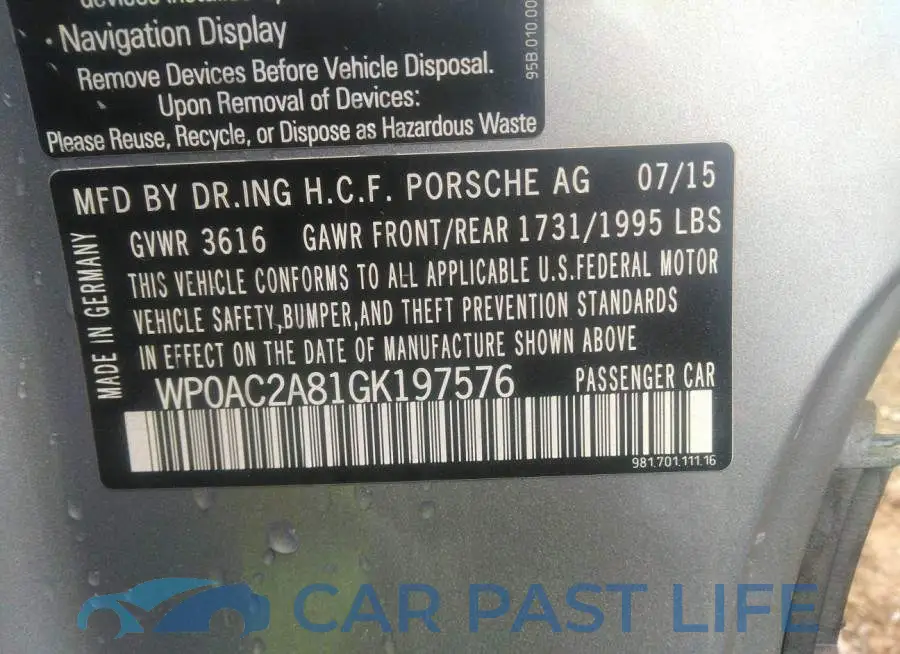 WP0AC2A81GK197576# 9