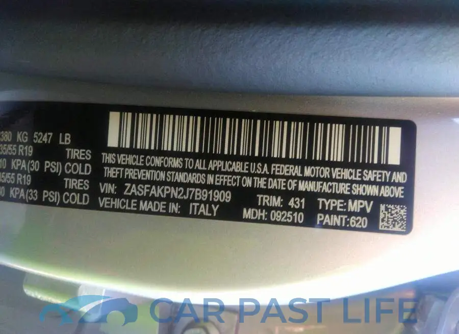 ZASFAKPN2J7B91909# 8