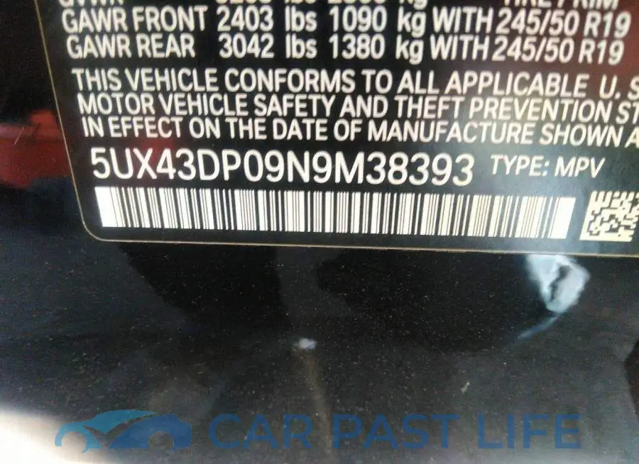 5UX43DP09N9M38393# 9