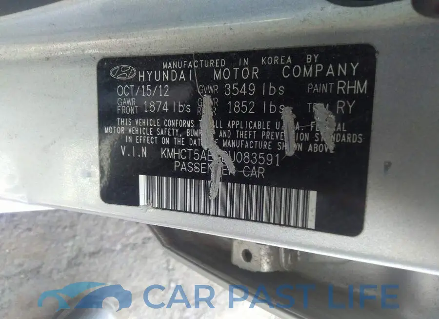 KMHCT5AE3DU083591# 9
