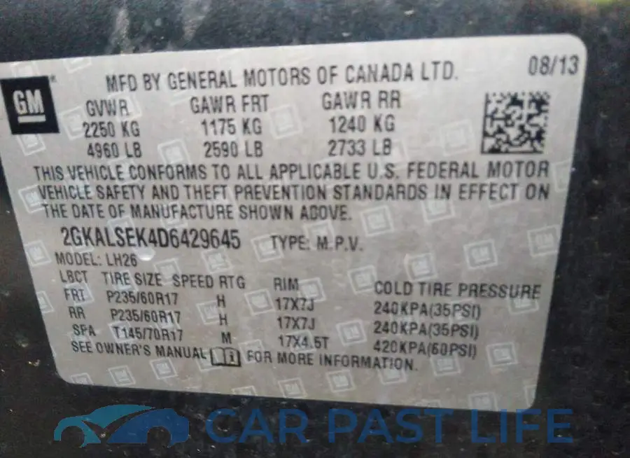 2GKALSEK4D6429645# 9