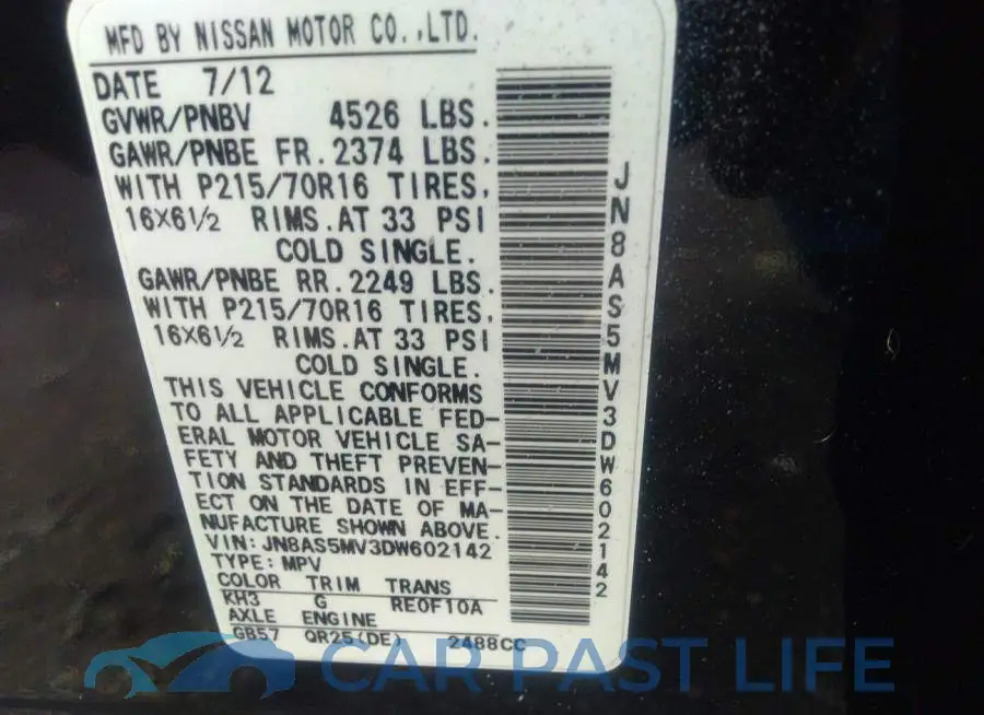 JN8AS5MV3DW602142# 9