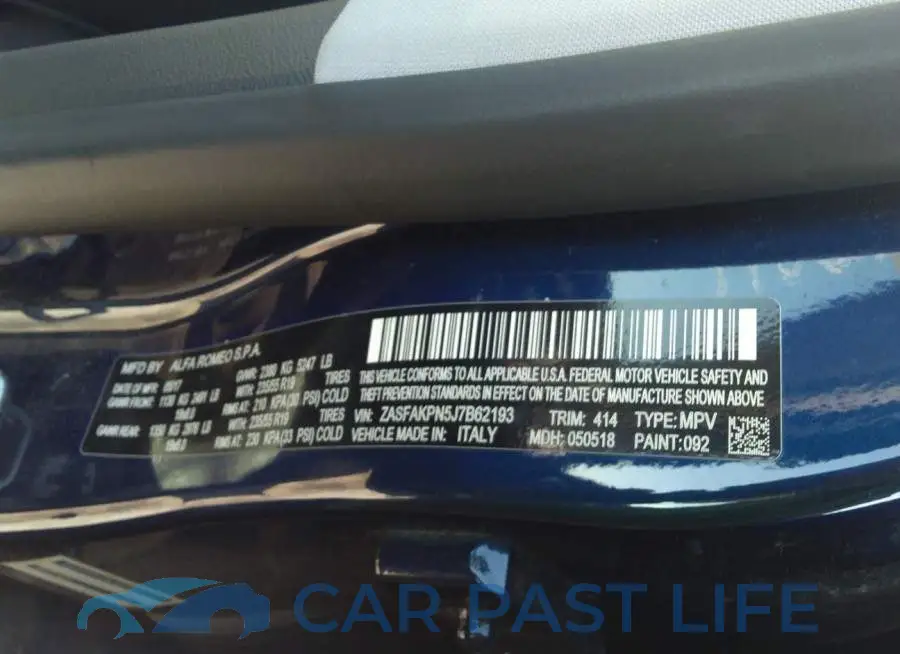 ZASFAKPN5J7B62193# 9