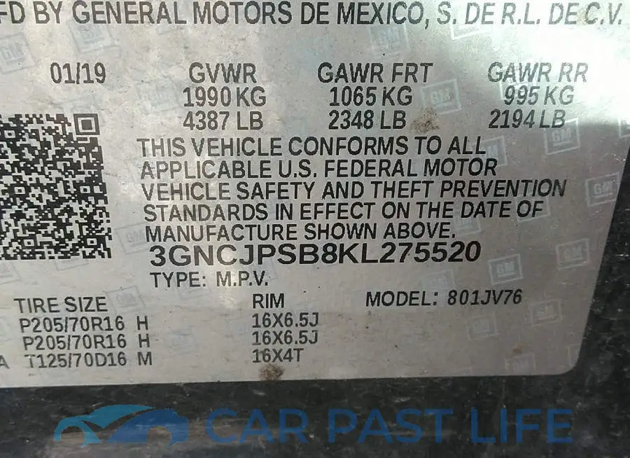 3GNCJPSB8KL275520# 9