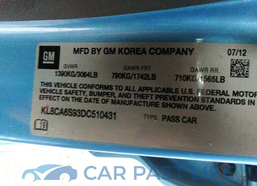 KL8CA6S93DC510431# 9