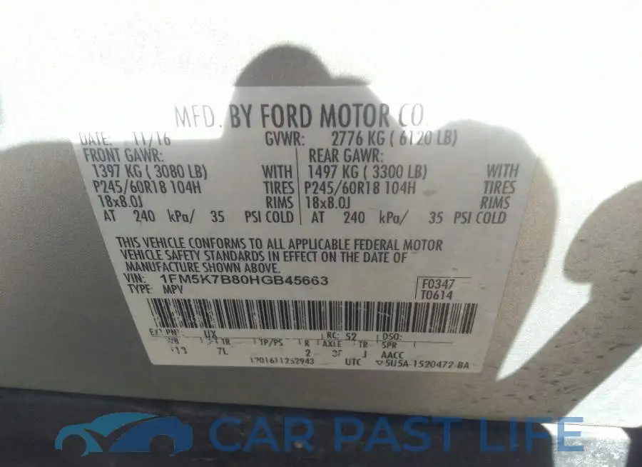 1FM5K7B80HGB45663# 9