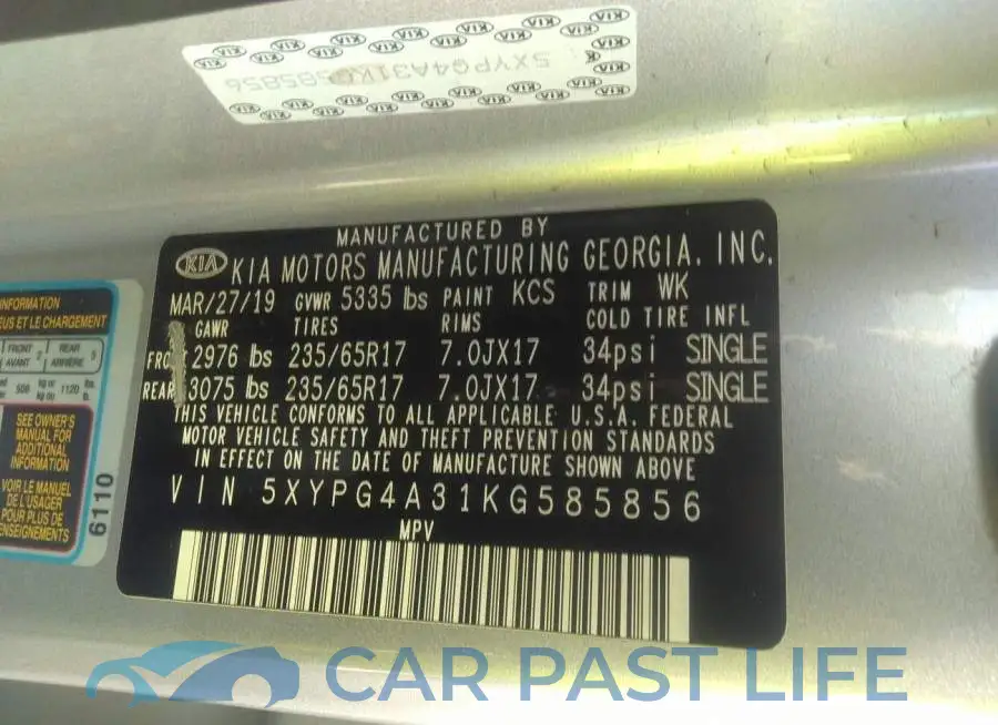 5XYPG4A31KG585856# 9