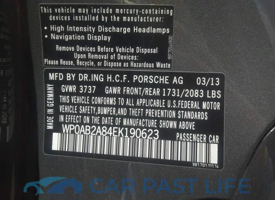 WP0AB2A84EK190623# 9