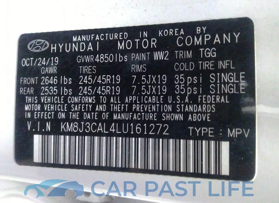 KM8J3CAL4LU161272# 9