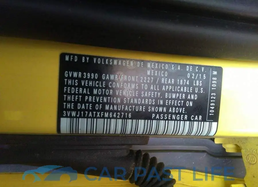 3VWJ17ATXFM642716# 9