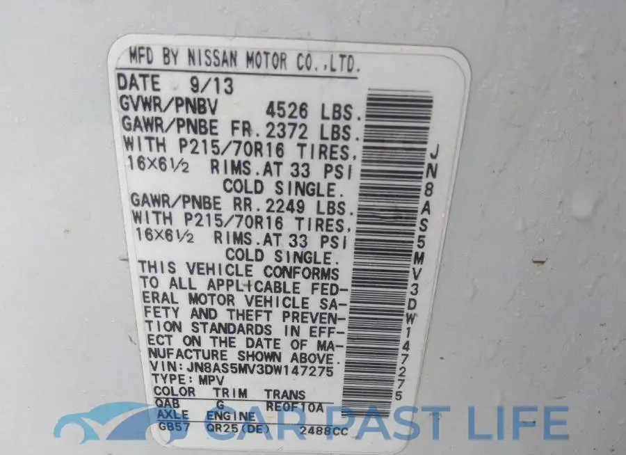 JN8AS5MV3DW147275# 9
