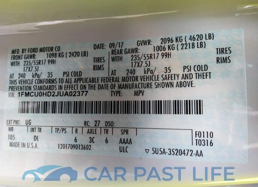 1FMCU0HD2JUA02377# 9