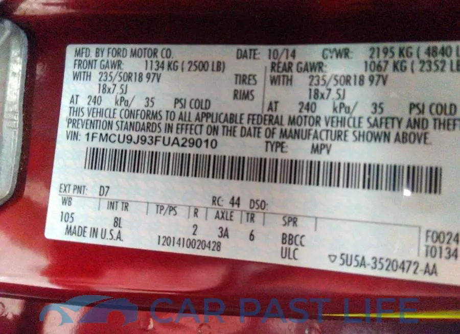 1FMCU9J93FUA29010# 9