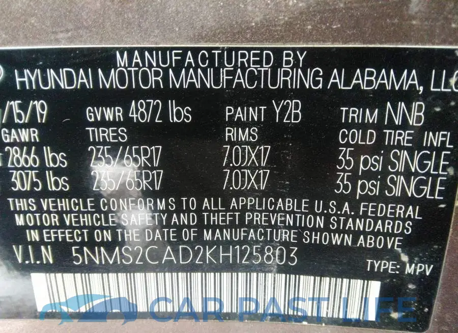 5NMS2CAD2KH125803# 9