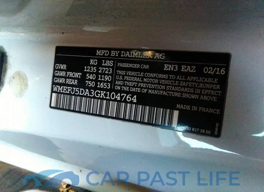 WMEFJ5DA3GK104764# 9