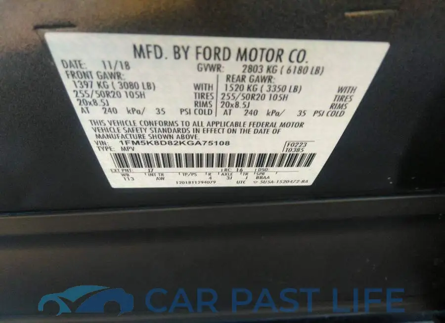 1FM5K8D82KGA75108# 9
