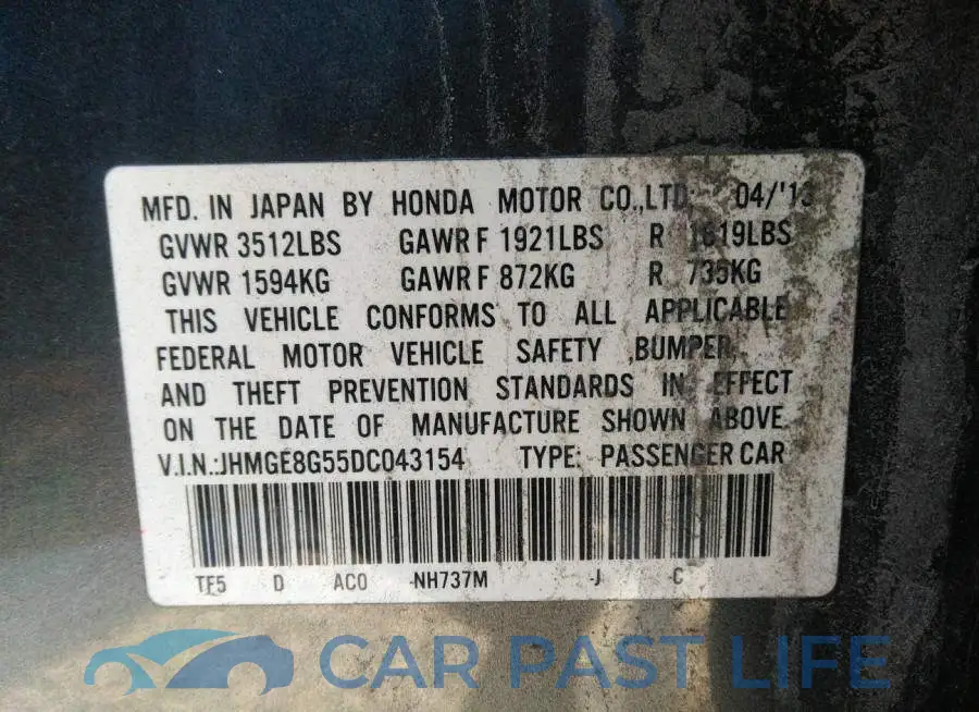 JHMGE8G55DC043154# 9
