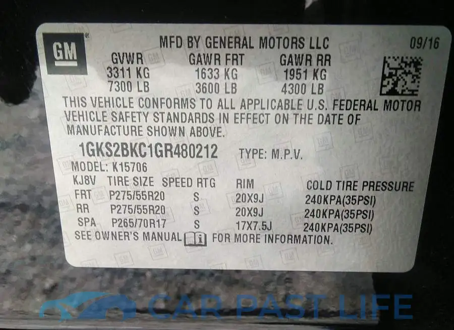 1GKS2BKC1GR480212# 9