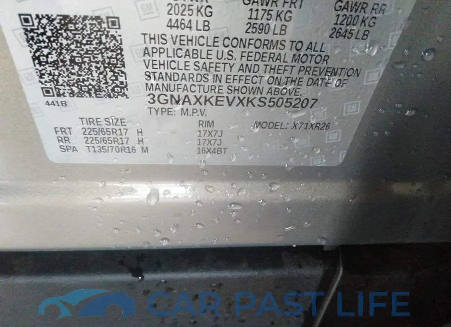 3GNAXKEVXKS505207# 9