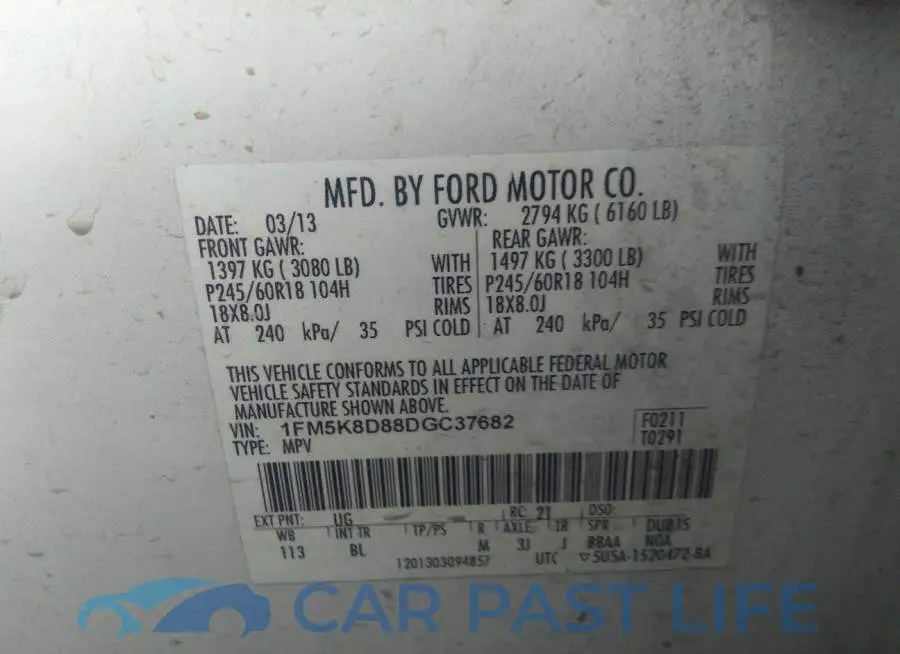 1FM5K8D88DGC37682# 9