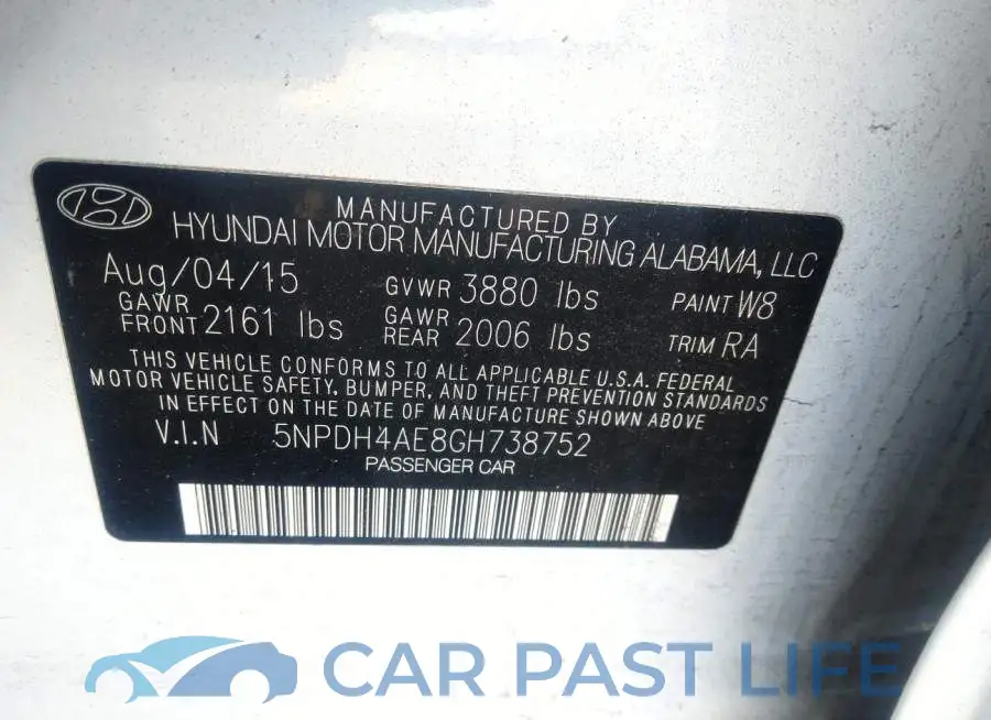 5NPDH4AE8GH738752# 9