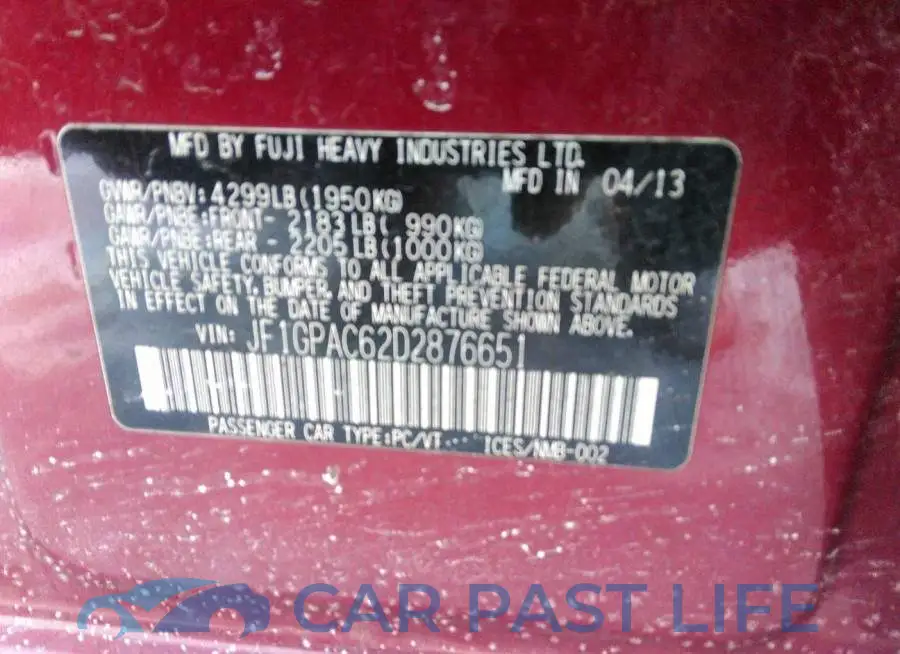 JF1GPAC62D2876651# 9