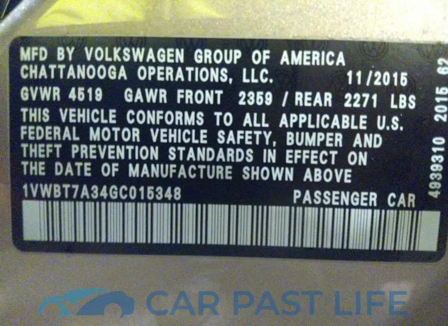 1VWBT7A34GC015348# 9
