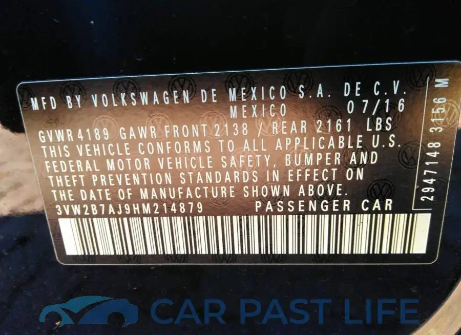 3VW2B7AJ9HM214879# 9