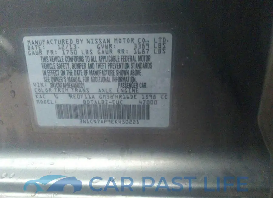 3N1CN7AP9EK450221# 9