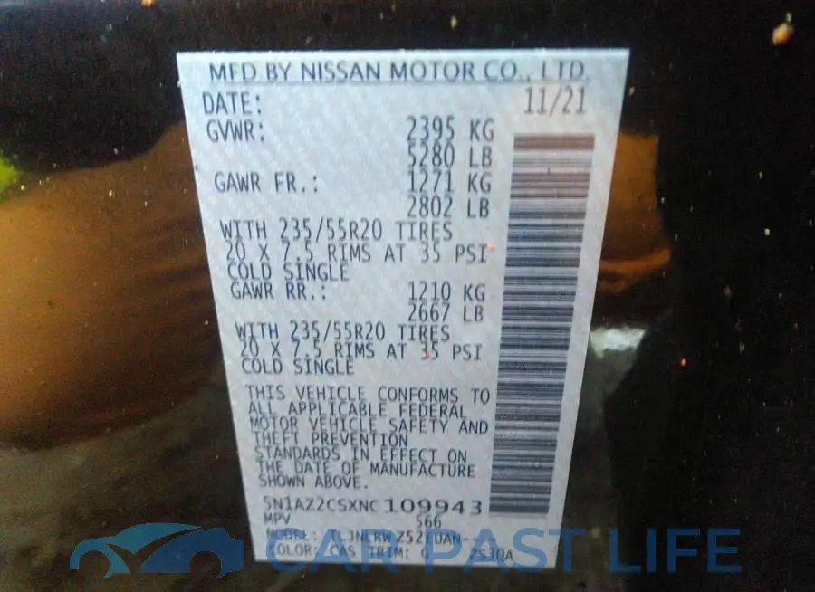 5N1AZ2CSXNC109943# 9