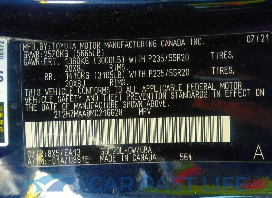 2T2HZMAA8MC216628# 9