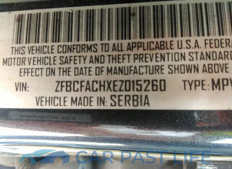 ZFBCFACHXEZ015260# 9