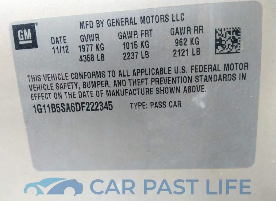 1G11B5SA6DF222345# 9