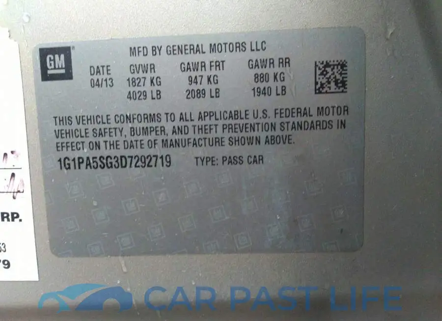 1G1PA5SG3D7292719# 9