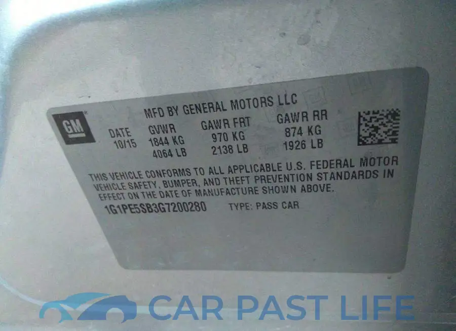 1G1PE5SB3G7200280# 9