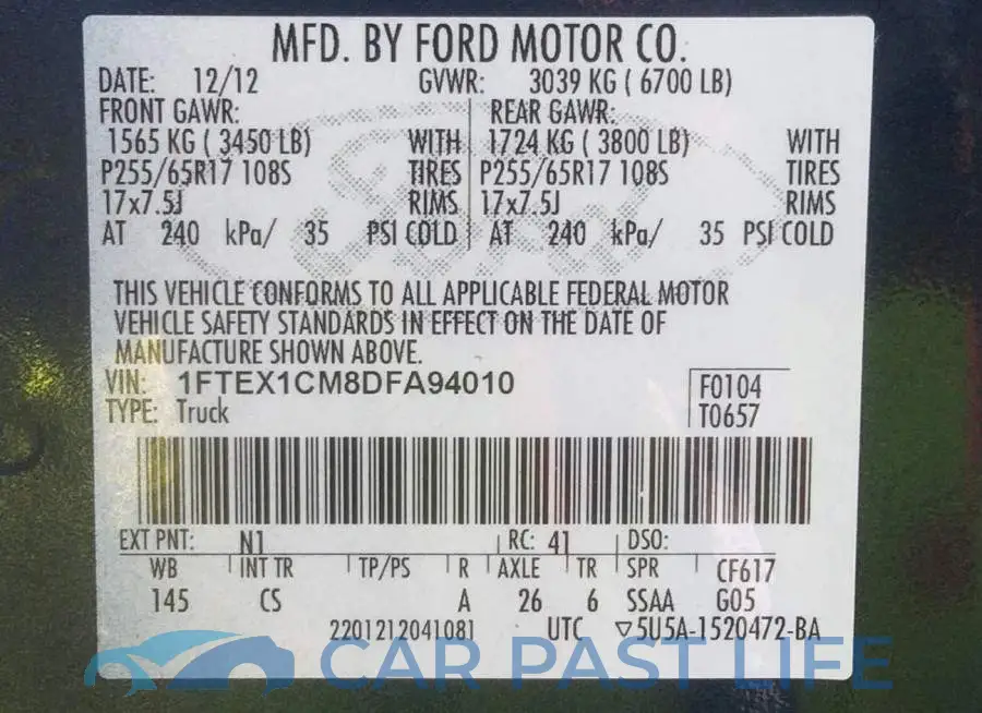 1FTEX1CM8DFA94010# 9