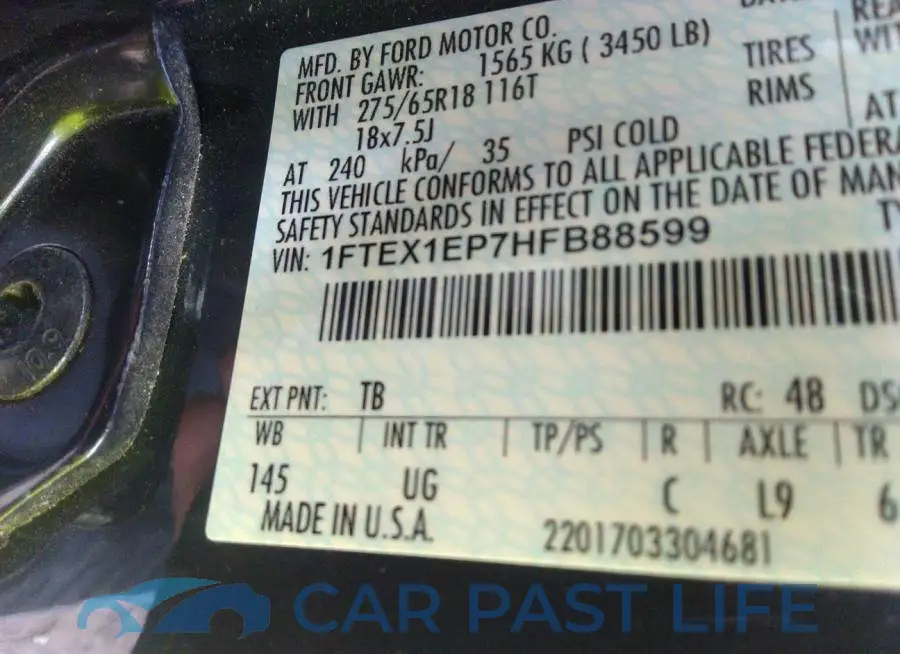 1FTEX1EP7HFB88599# 9