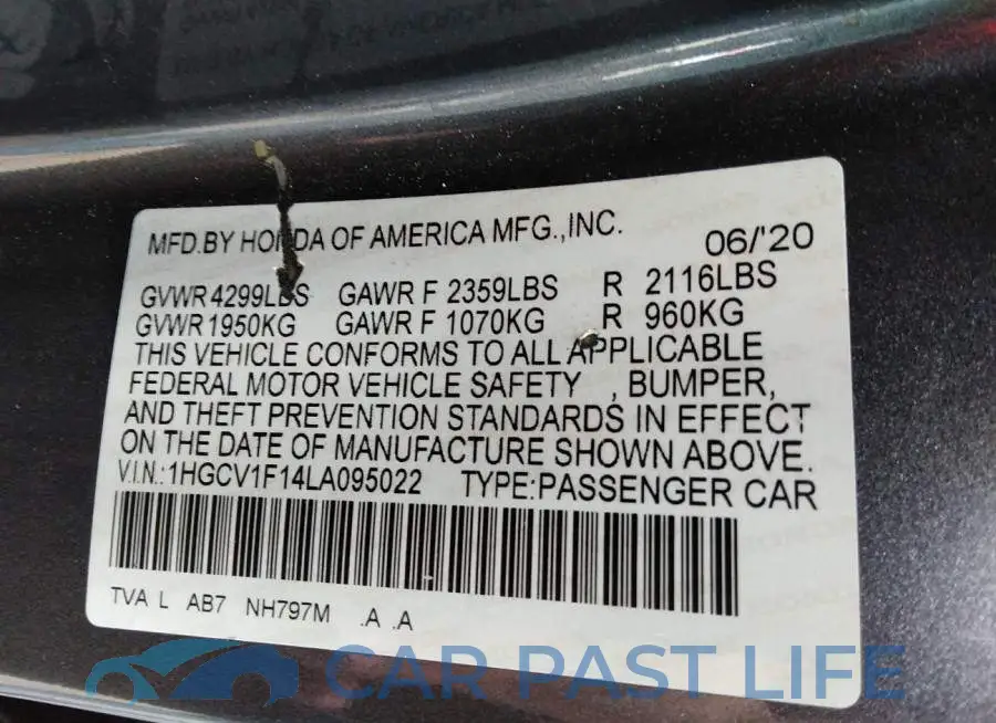 1HGCV1F14LA095022# 9