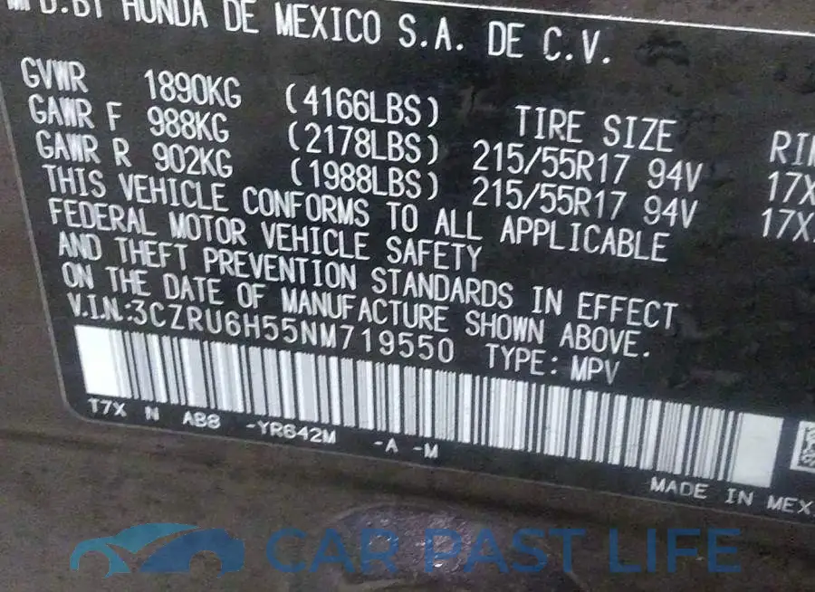 3CZRU6H55NM719550# 9