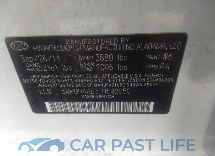 5NPDH4AE3FH592050# 9