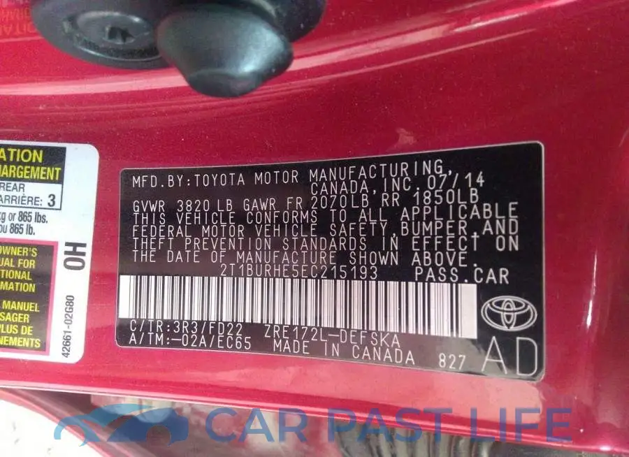 2T1BURHE5EC215193# 9