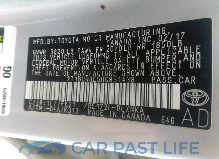 2T1BURHE5HC851438# 9