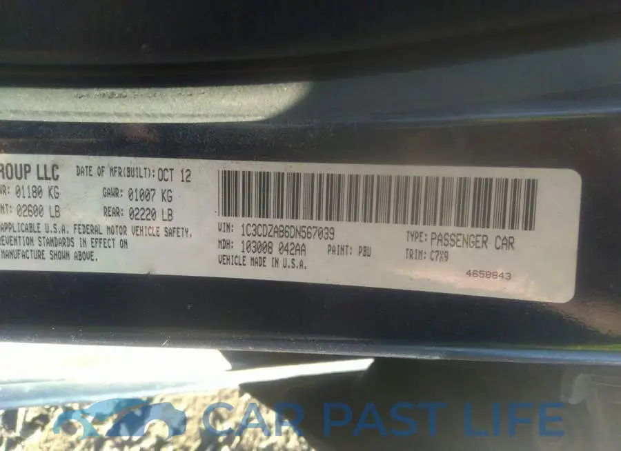 1C3CDZAB6DN567039# 9